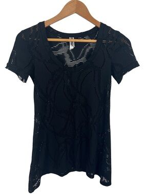Y2K BKE Black Lace T Shirt Womens S Fitted
